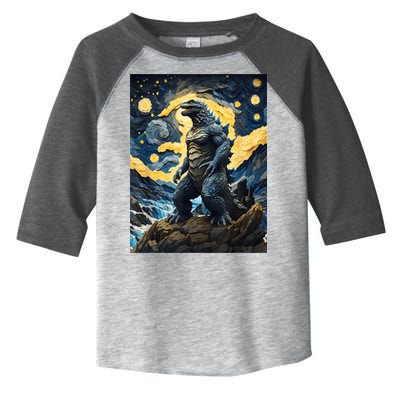Japanese Monster Kaiju In Van Gogh Starry Night Toddler Fine Jersey T-Shirt