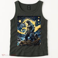 Japanese Monster Kaiju In Van Gogh Starry Night Tank Top