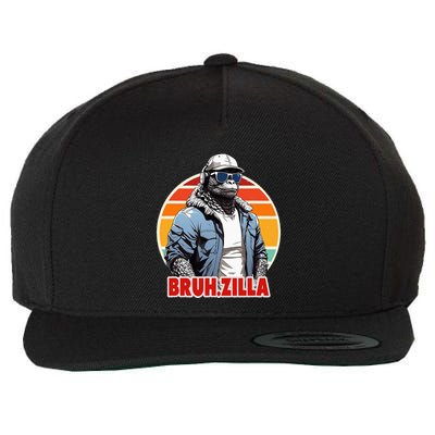 Japanese Monster Kaiju Chilling Like A Bruh.Zilla Funny Meme Wool Snapback Cap