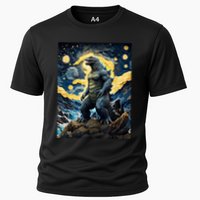 Japanese Monster Kaiju In Van Gogh Starry Night Cooling Performance Crew T-Shirt