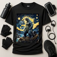 Japanese Monster Kaiju In Van Gogh Starry Night Cooling Performance Crew T-Shirt