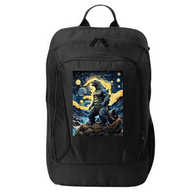 Japanese Monster Kaiju In Van Gogh Starry Night City Backpack