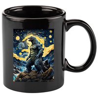 Japanese Monster Kaiju In Van Gogh Starry Night 11oz C Handle Ceramic Mug