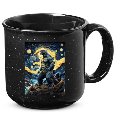 Japanese Monster Kaiju In Van Gogh Starry Night 15oz Campfire Ceramic Mug