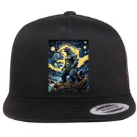 Japanese Monster Kaiju In Van Gogh Starry Night Flatbill Hat