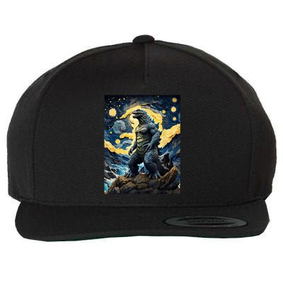 Japanese Monster Kaiju In Van Gogh Starry Night Wool Snapback Cap