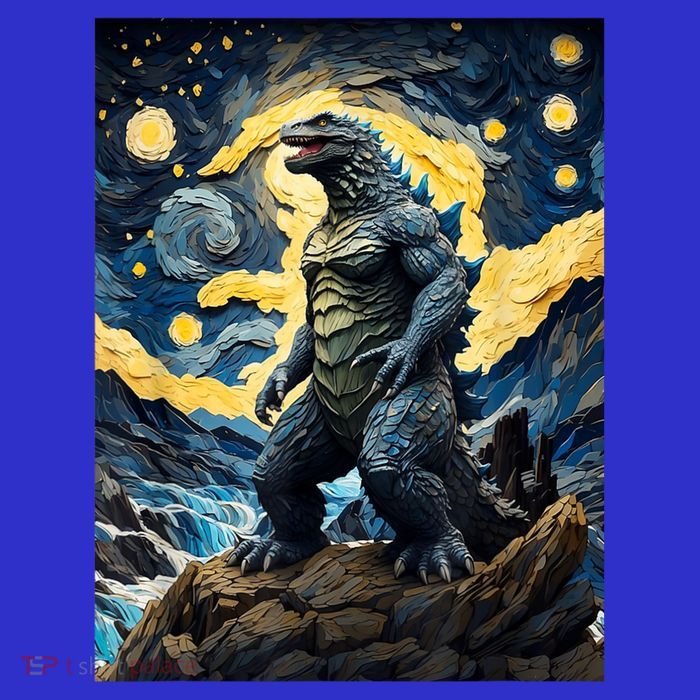 Japanese Monster Kaiju In Van Gogh Starry Night Tall T-Shirt