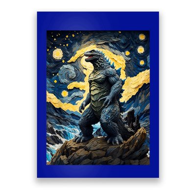 Japanese Monster Kaiju In Van Gogh Starry Night Poster