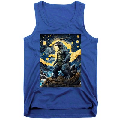 Japanese Monster Kaiju In Van Gogh Starry Night Tank Top