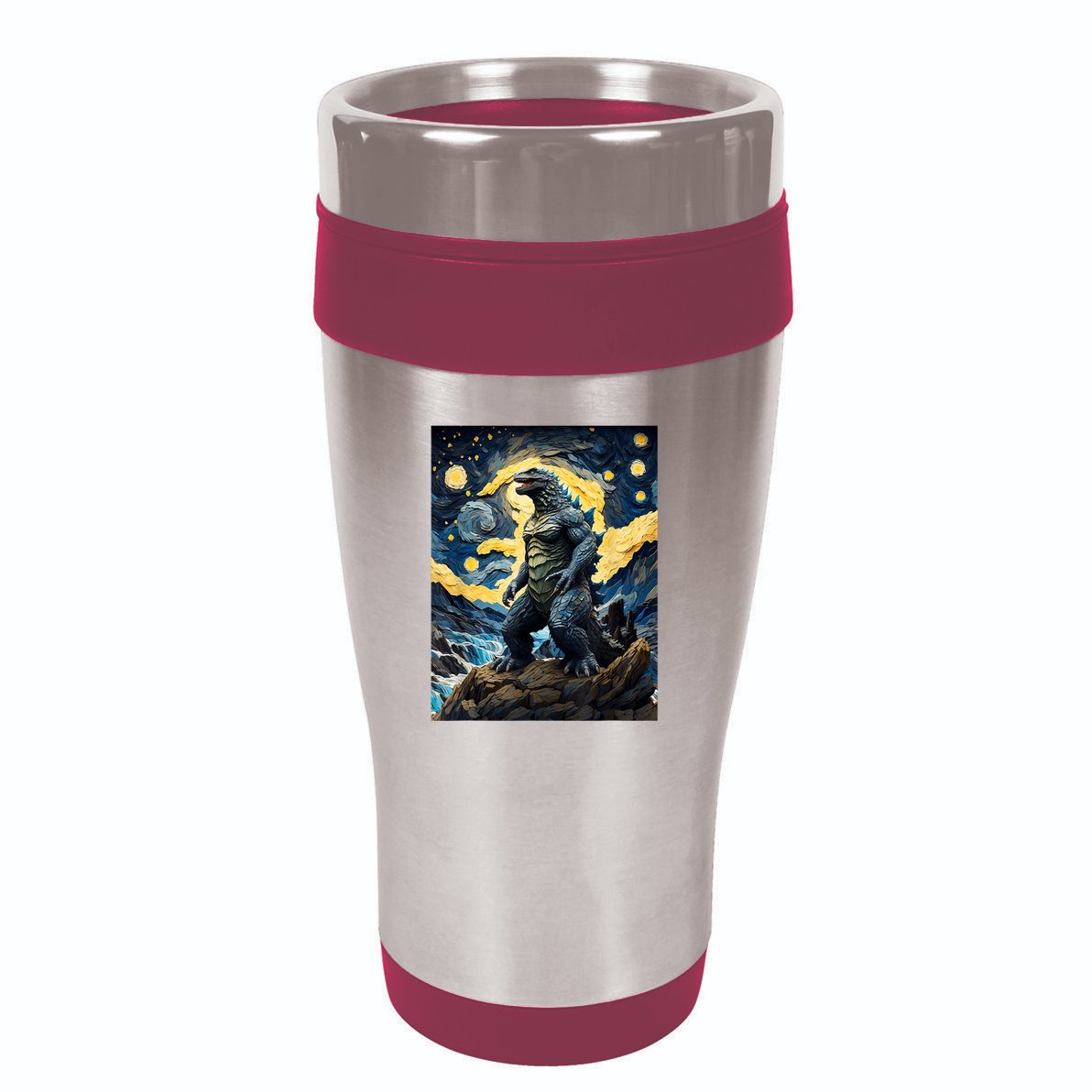 Japanese Monster Kaiju In Van Gogh Starry Night 16oz Travel Tumbler