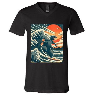 Japanese Monster Kaiju Funny Art V-Neck T-Shirt