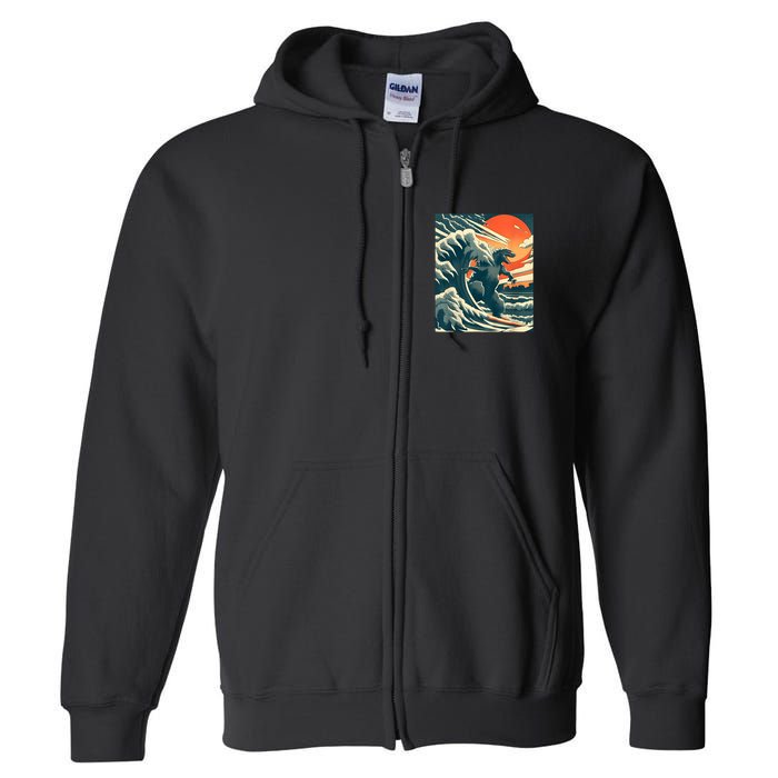 Japanese Monster Kaiju Funny Art Full Zip Hoodie