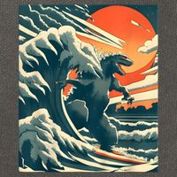 Japanese Monster Kaiju Funny Art Cotton Canvas Backpack