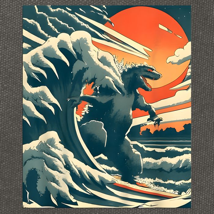 Japanese Monster Kaiju Funny Art Cotton Canvas Backpack