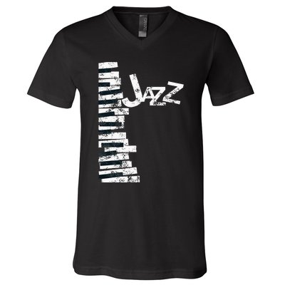 Jazz Music Lover Vintage Piano Jazz V-Neck T-Shirt