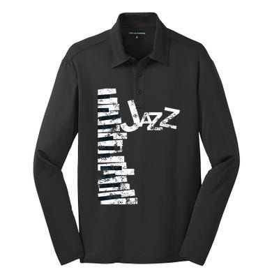 Jazz Music Lover Vintage Piano Jazz Silk Touch Performance Long Sleeve Polo