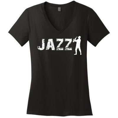 Jazz Musican Logo Women's V-Neck T-Shirt