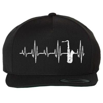 Jazz Music Lover Heartbeat Sax Player Saxophone Funny Gift Wool Snapback Cap