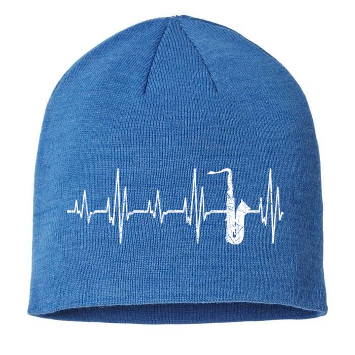 Jazz Music Lover Heartbeat Sax Player Saxophone Funny Gift Sustainable Beanie