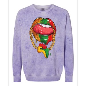 Juneteenth  Melanin Lips 19th Black History pride Colorblast Crewneck Sweatshirt