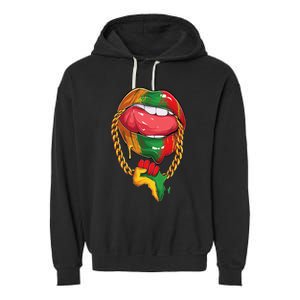 Juneteenth  Melanin Lips 19th Black History pride Garment-Dyed Fleece Hoodie