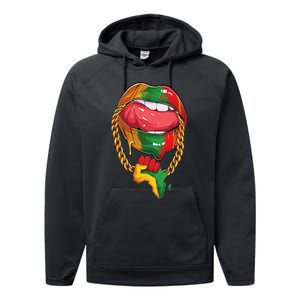 Juneteenth  Melanin Lips 19th Black History pride Performance Fleece Hoodie