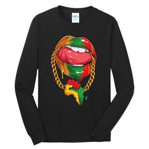 Juneteenth  Melanin Lips 19th Black History pride Tall Long Sleeve T-Shirt