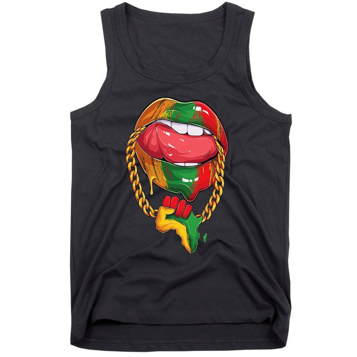 Juneteenth  Melanin Lips 19th Black History pride Tank Top