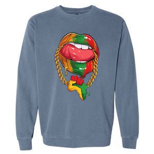 Juneteenth  Melanin Lips 19th Black History pride Garment-Dyed Sweatshirt