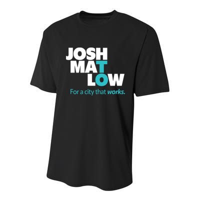 Josh Mat Low For A City That Works Youth Performance Sprint T-Shirt