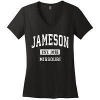 Jameson Missouri Mo Vintage Athletic Sports Women's V-Neck T-Shirt