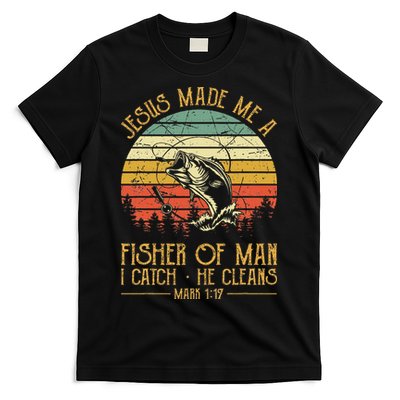 Jesus Made Me A Fisher Of Man Christian Fishing Fisherman T-Shirt