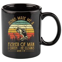 Jesus Made Me A Fisher Of Man Christian Fishing Fisherman 11oz C Handle Ceramic Mug