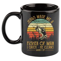 Jesus Made Me A Fisher Of Man Christian Fishing Fisherman 11oz C Handle Ceramic Mug