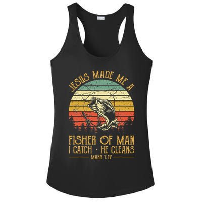 Jesus Made Me A Fisher Of Man Christian Fishing Fisherman Ladies PosiCharge Competitor Racerback Tank