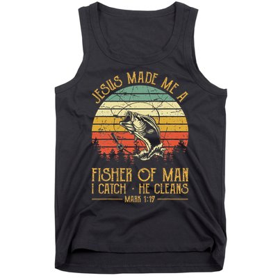 Jesus Made Me A Fisher Of Man Christian Fishing Fisherman Tank Top