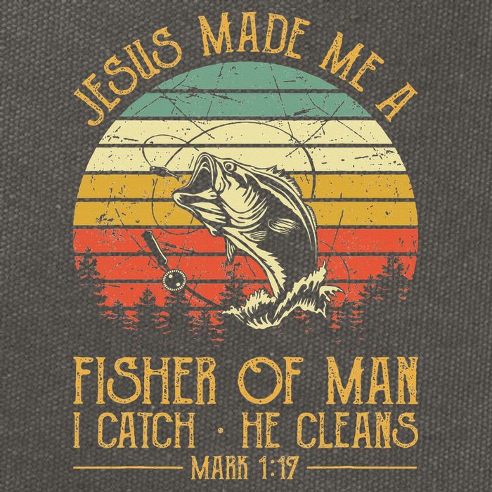 Jesus Made Me A Fisher Of Man Christian Fishing Fisherman Cotton Canvas Backpack