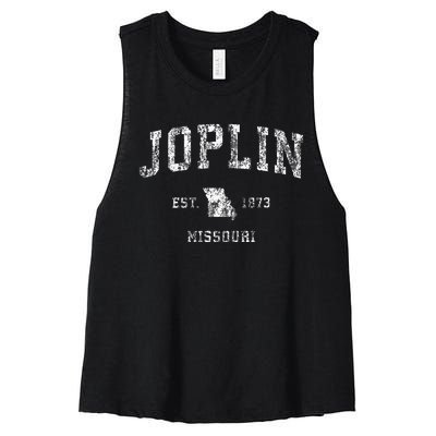 Joplin Missouri Mo Vintage Athletic Sports Design Women's Racerback Cropped Tank