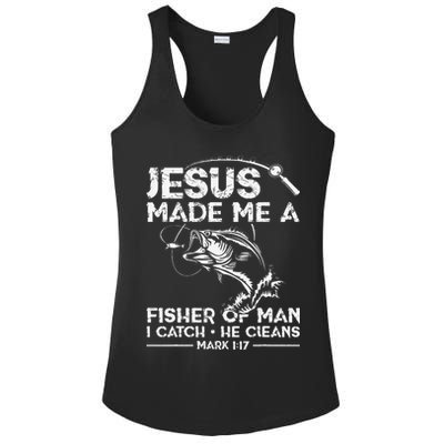 Jesus Made Me A Fisher Of Man Fishing Fisherman Christian Ladies PosiCharge Competitor Racerback Tank