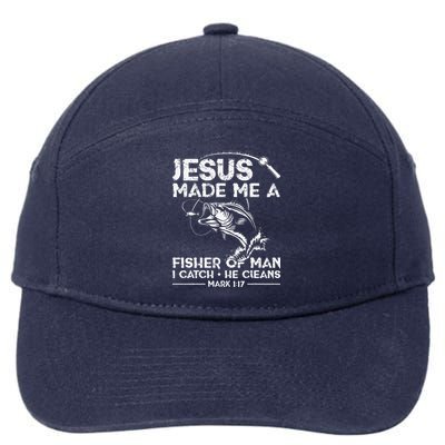 Jesus Made Me A Fisher Of Man Fishing Fisherman Christian 7-Panel Snapback Hat