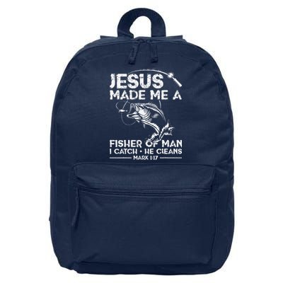 Jesus Made Me A Fisher Of Man Fishing Fisherman Christian 16 in Basic Backpack