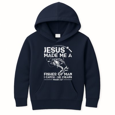 Jesus Made Me A Fisher Of Man Fishing Fisherman Christian Kids Hoodie