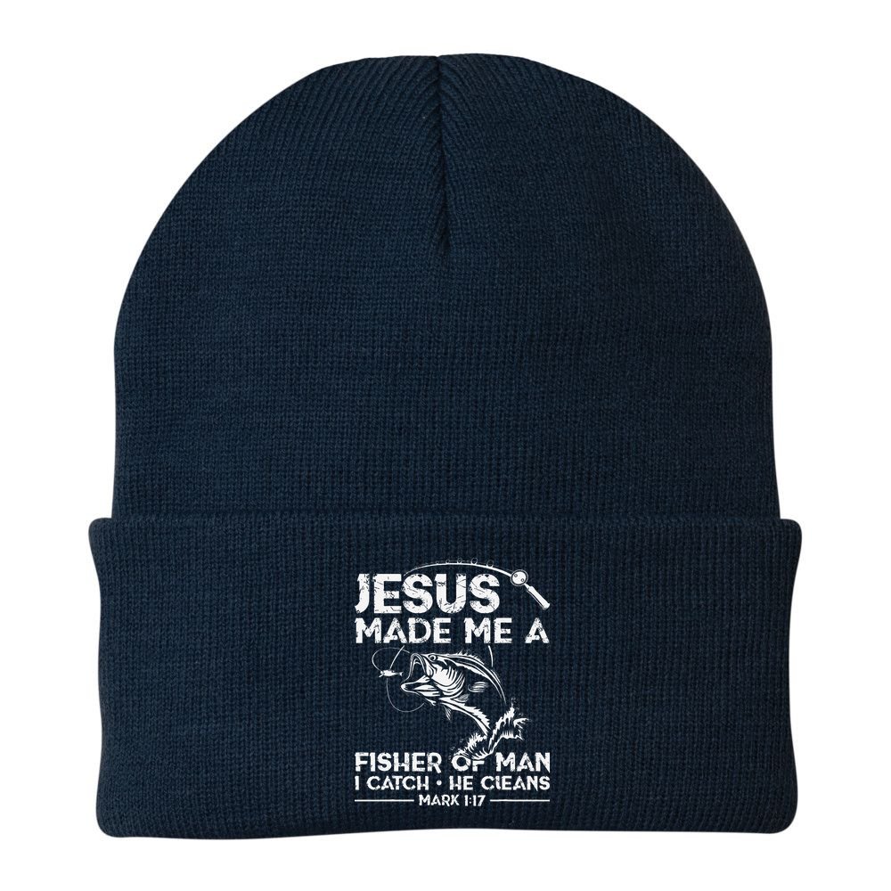 Jesus Made Me A Fisher Of Man Fishing Fisherman Christian Beanie