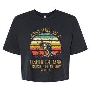 Jesus Made Me A Fisher Of Man Christian Fishing Fisherman Bella+Canvas Jersey Crop Tee