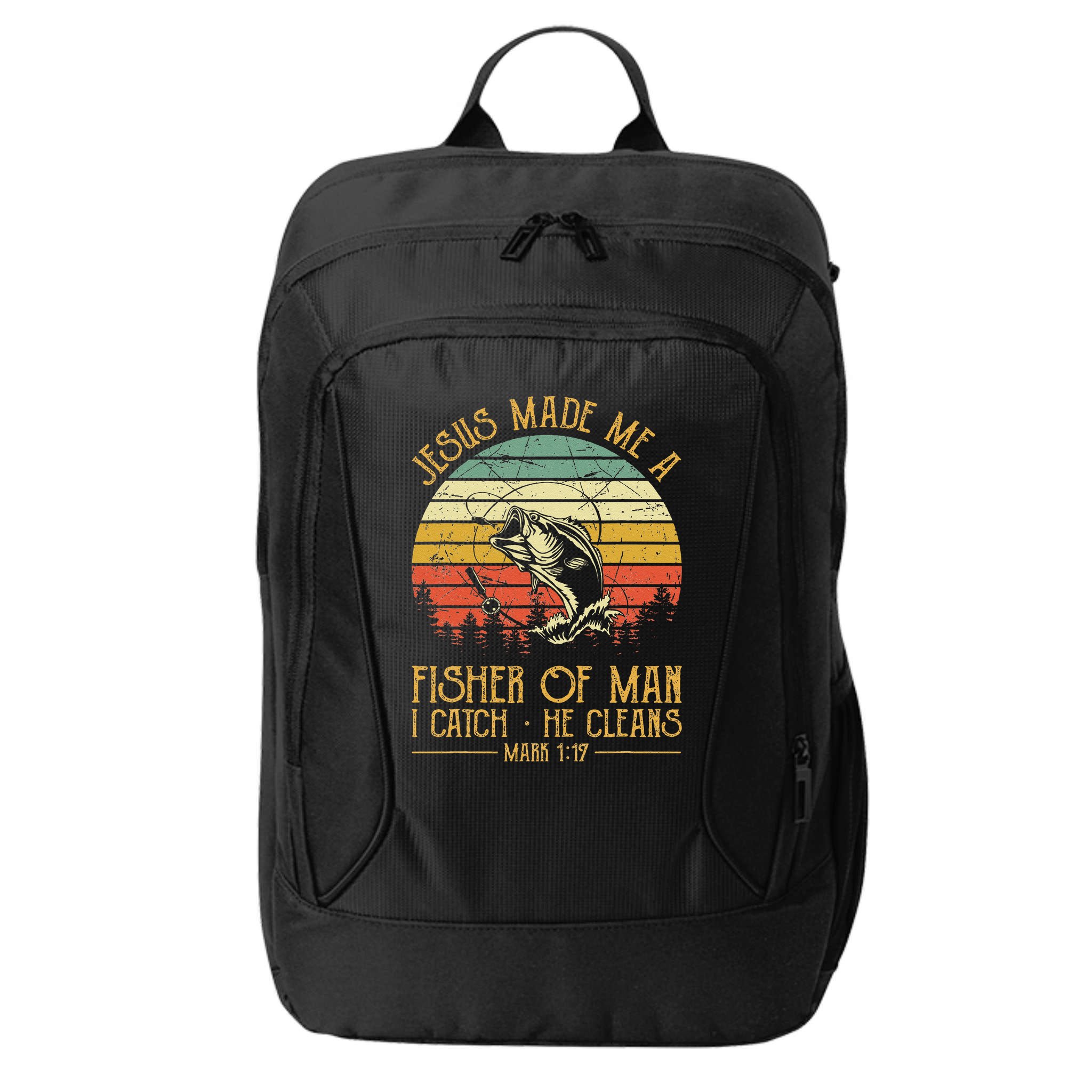 Jesus Made Me A Fisher Of Man Christian Fishing Fisherman City Backpack