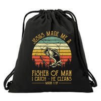 Jesus Made Me A Fisher Of Man Christian Fishing Fisherman Drawstring Bag