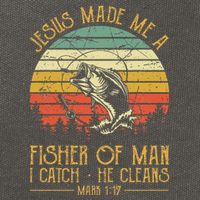 Jesus Made Me A Fisher Of Man Christian Fishing Fisherman Cotton Canvas Backpack