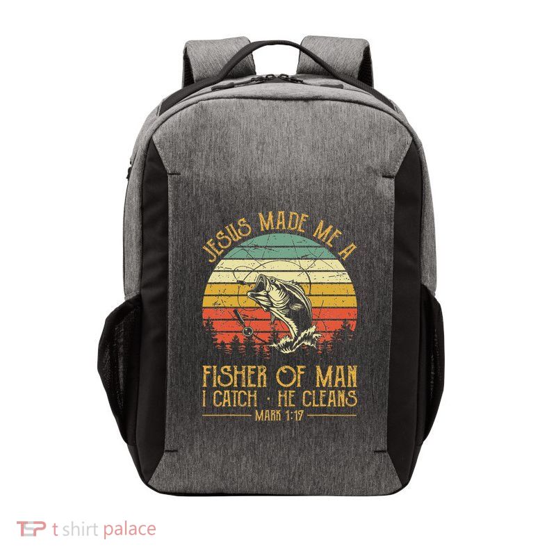 Jesus Made Me A Fisher Of Man Christian Fishing Fisherman Vector Backpack