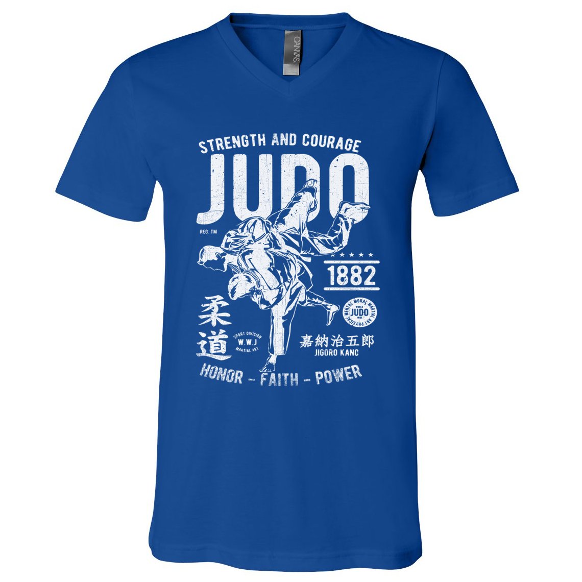 Judo Mma Martial Arts Strength Courage Honor Faith Power Meaningful Gift V-Neck T-Shirt