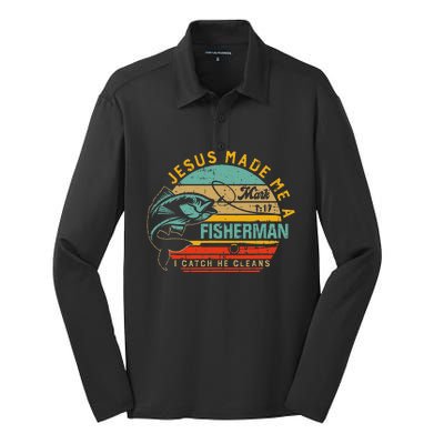 Jesus Made Me A Fisher Of Man Christian Silk Touch Performance Long Sleeve Polo